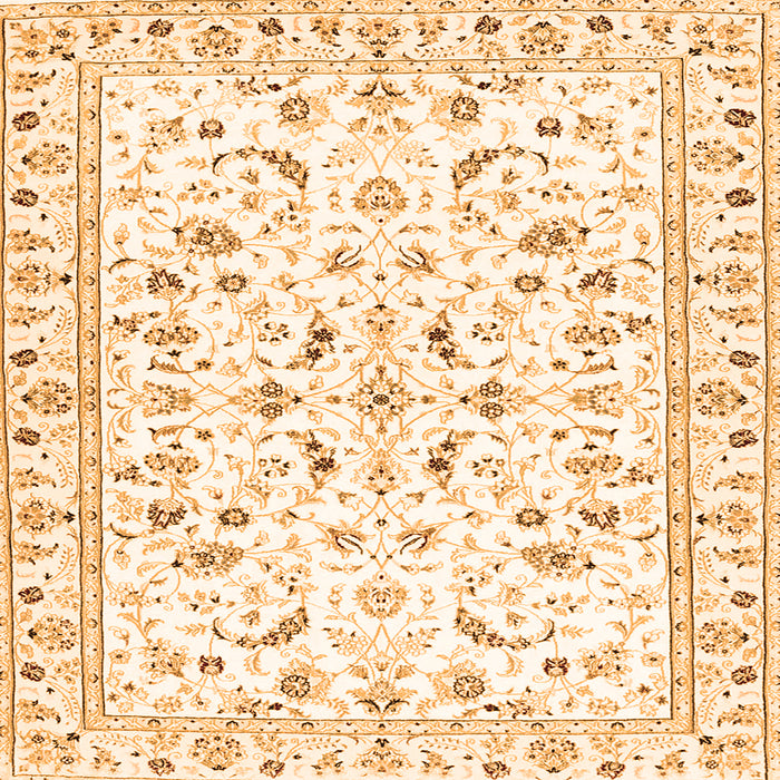 Round Machine Washable Persian Orange Traditional Area Rugs, wshtr3531org