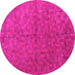 Round Machine Washable Persian Pink Traditional Rug, wshtr3532pnk