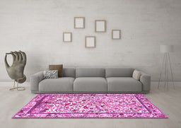 Machine Washable Persian Pink Traditional Rug in a Living Room, wshtr3533pnk