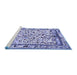 Sideview of Machine Washable Persian Blue Traditional Rug, wshtr3533blu