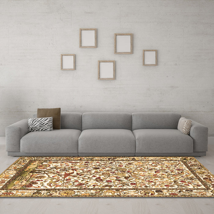 Machine Washable Persian Brown Traditional Rug in a Living Room,, wshtr3533brn