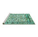 Sideview of Machine Washable Persian Turquoise Traditional Area Rugs, wshtr3533turq