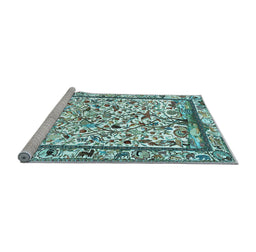 Sideview of Machine Washable Persian Light Blue Traditional Rug, wshtr3533lblu