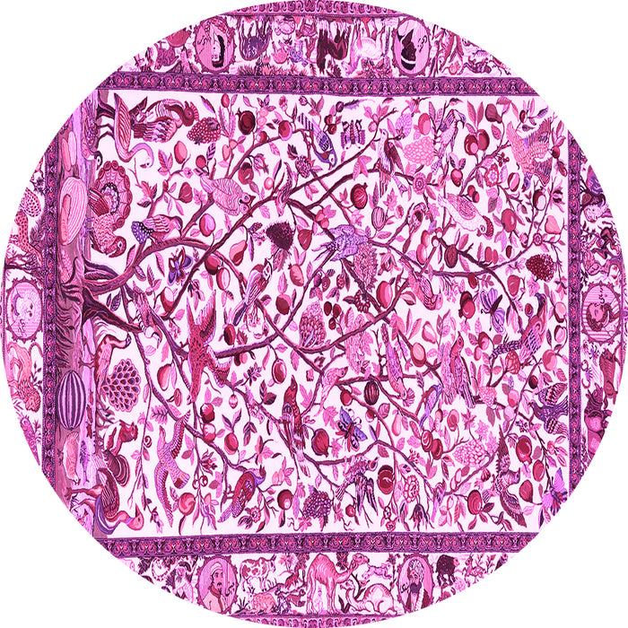 Round Persian Pink Traditional Rug, tr3533pnk