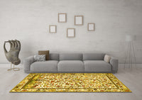 Machine Washable Persian Yellow Traditional Rug, wshtr3533yw