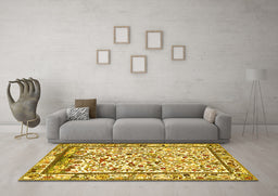 Machine Washable Persian Yellow Traditional Rug in a Living Room, wshtr3533yw