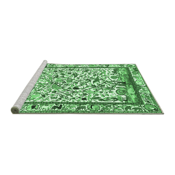 Sideview of Machine Washable Persian Emerald Green Traditional Area Rugs, wshtr3533emgrn