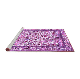 Sideview of Machine Washable Persian Purple Traditional Area Rugs, wshtr3533pur