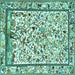 Square Machine Washable Persian Turquoise Traditional Area Rugs, wshtr3533turq