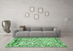 Machine Washable Persian Emerald Green Traditional Area Rugs in a Living Room,, wshtr3533emgrn