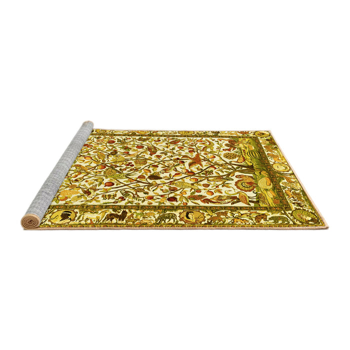 Sideview of Machine Washable Persian Yellow Traditional Rug, wshtr3533yw