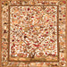 Round Machine Washable Persian Orange Traditional Area Rugs, wshtr3533org