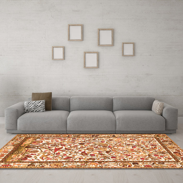 Machine Washable Persian Orange Traditional Area Rugs in a Living Room, wshtr3533org