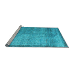 Sideview of Machine Washable Persian Light Blue Traditional Rug, wshtr3534lblu