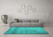 Machine Washable Persian Turquoise Traditional Area Rugs in a Living Room,, wshtr3534turq