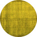Round Persian Yellow Traditional Rug, tr3534yw