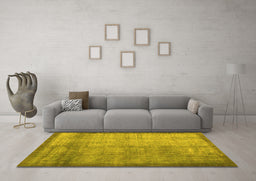 Machine Washable Persian Yellow Traditional Rug in a Living Room, wshtr3534yw