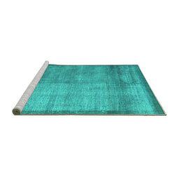 Sideview of Machine Washable Persian Turquoise Traditional Area Rugs, wshtr3534turq