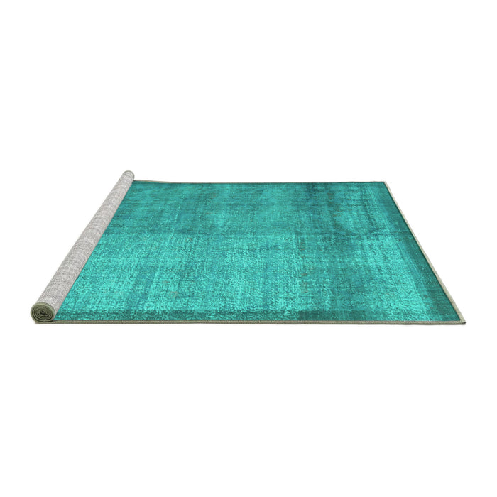 Sideview of Machine Washable Persian Turquoise Traditional Area Rugs, wshtr3534turq