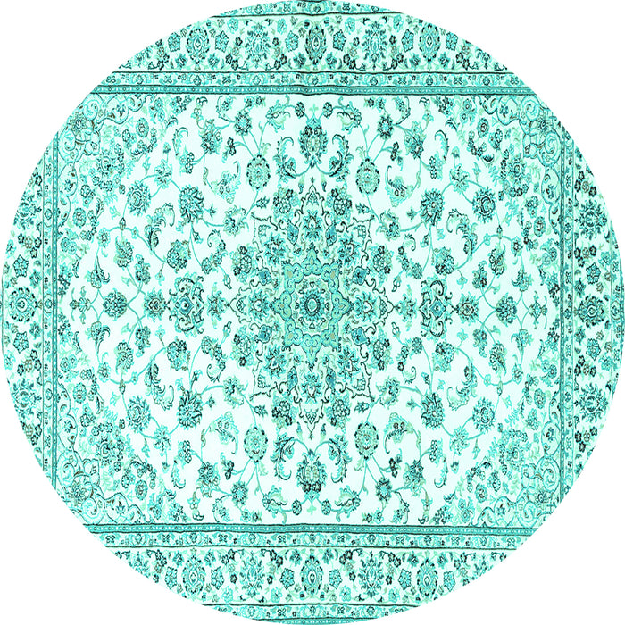 Round Persian Turquoise Traditional Rug, tr3535turq