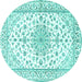 Round Persian Turquoise Traditional Rug, tr3535turq