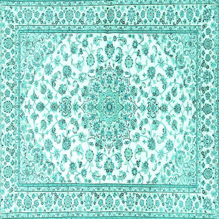 Square Machine Washable Persian Turquoise Traditional Area Rugs, wshtr3535turq