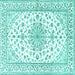 Square Machine Washable Persian Turquoise Traditional Area Rugs, wshtr3535turq