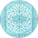 Round Persian Light Blue Traditional Rug, tr3535lblu