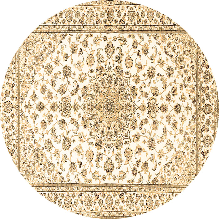 Round Machine Washable Persian Brown Traditional Rug, wshtr3535brn