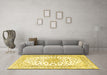 Machine Washable Persian Yellow Traditional Rug in a Living Room, wshtr3535yw