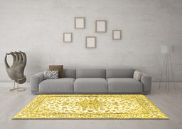 Machine Washable Persian Yellow Traditional Rug in a Living Room, wshtr3535yw