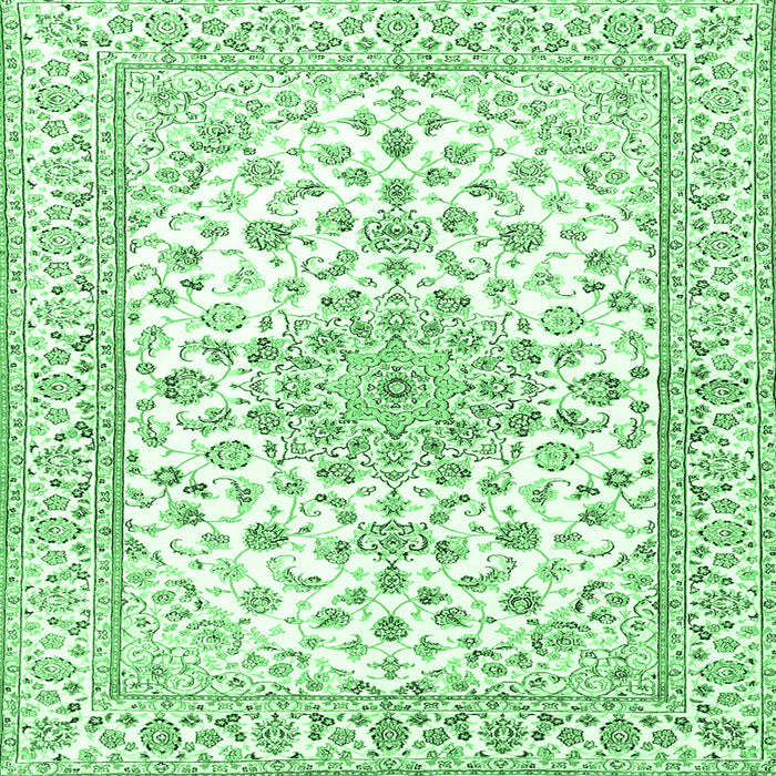Square Machine Washable Persian Emerald Green Traditional Area Rugs, wshtr3535emgrn