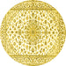 Round Persian Yellow Traditional Rug, tr3535yw