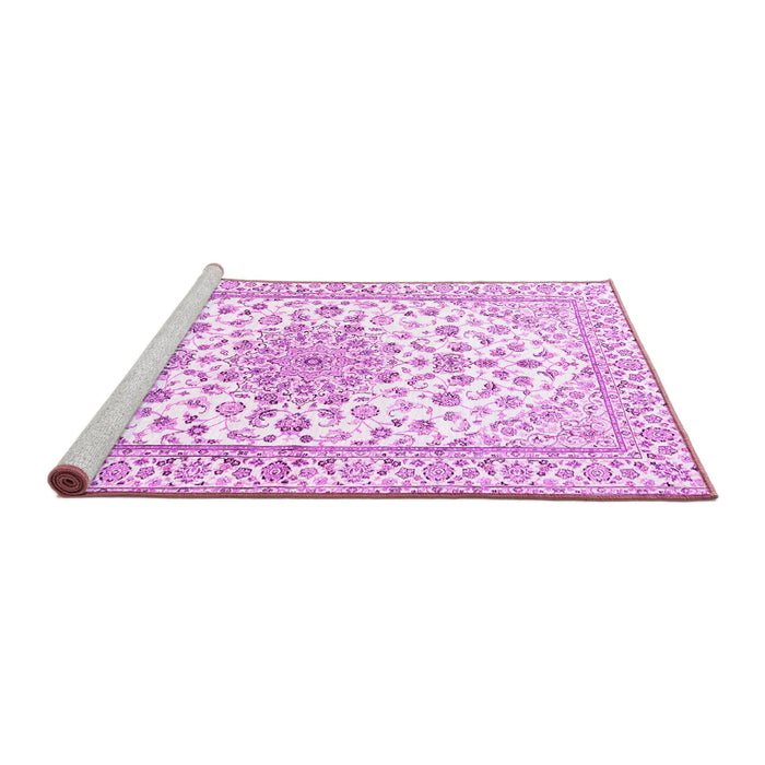 Sideview of Machine Washable Persian Pink Traditional Rug, wshtr3535pnk