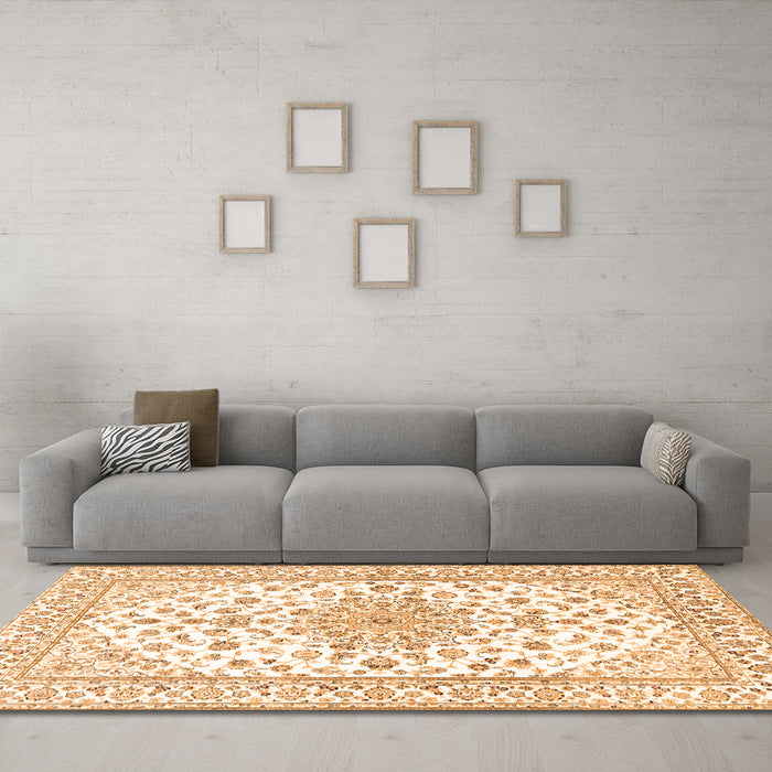 Machine Washable Persian Orange Traditional Area Rugs in a Living Room, wshtr3535org