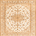 Round Machine Washable Persian Orange Traditional Area Rugs, wshtr3535org