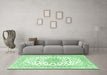 Machine Washable Persian Emerald Green Traditional Area Rugs in a Living Room,, wshtr3535emgrn
