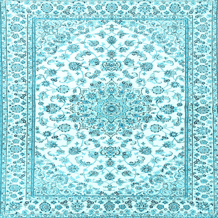 Square Machine Washable Persian Light Blue Traditional Rug, wshtr3535lblu