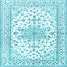 Square Machine Washable Persian Light Blue Traditional Rug, wshtr3535lblu