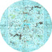 Round Persian Light Blue Traditional Rug, tr3536lblu