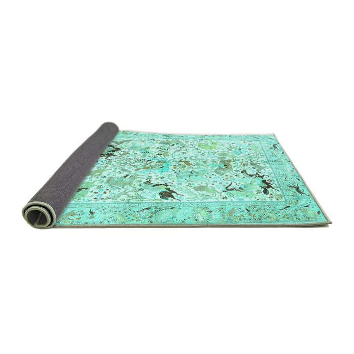 Sideview of Persian Turquoise Traditional Rug, tr3536turq