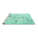 Sideview of Machine Washable Persian Turquoise Traditional Area Rugs, wshtr3536turq