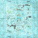 Square Machine Washable Persian Light Blue Traditional Rug, wshtr3536lblu