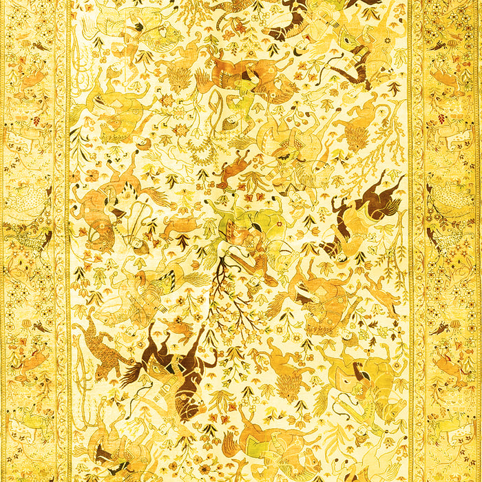 Machine Washable Persian Yellow Traditional Rug, wshtr3536yw