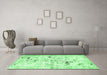 Machine Washable Persian Emerald Green Traditional Area Rugs in a Living Room,, wshtr3536emgrn