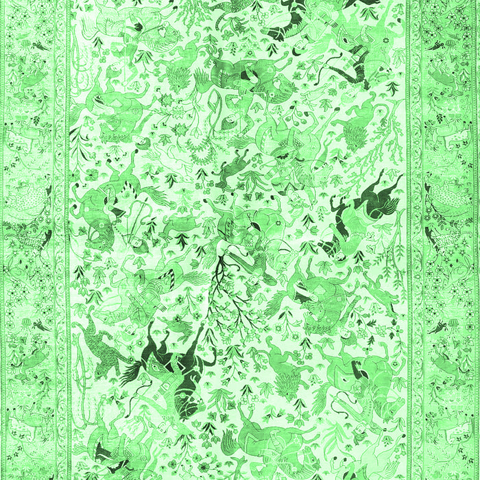 Machine Washable Persian Emerald Green Traditional Area Rugs, wshtr3536emgrn