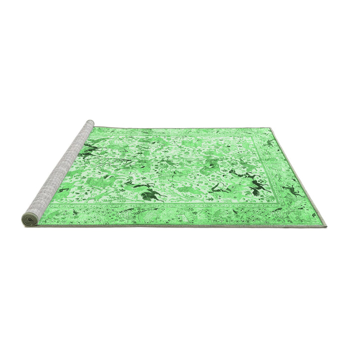 Sideview of Machine Washable Persian Emerald Green Traditional Area Rugs, wshtr3536emgrn
