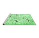 Sideview of Machine Washable Persian Emerald Green Traditional Area Rugs, wshtr3536emgrn