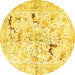 Round Machine Washable Persian Yellow Traditional Rug, wshtr3536yw