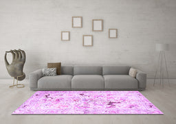 Machine Washable Persian Purple Traditional Area Rugs in a Living Room, wshtr3536pur